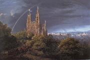 Karl friedrich schinkel Medieval City on a River oil on canvas